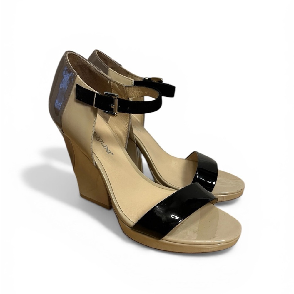 Carlo Pazolini Women Tan Brown Wedge Strappy Sandals Heels Size 38/8 Formal